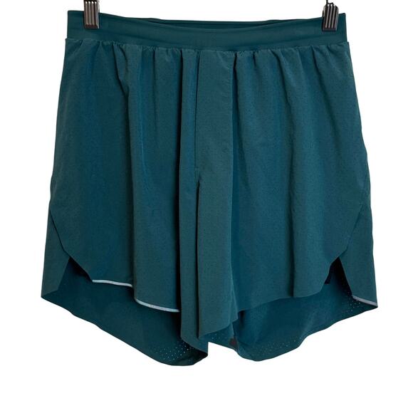 Lululemon Running Shorts Teal Perforated Zip Pocket Mens Size Small Running Gym - Picture 1 of 16